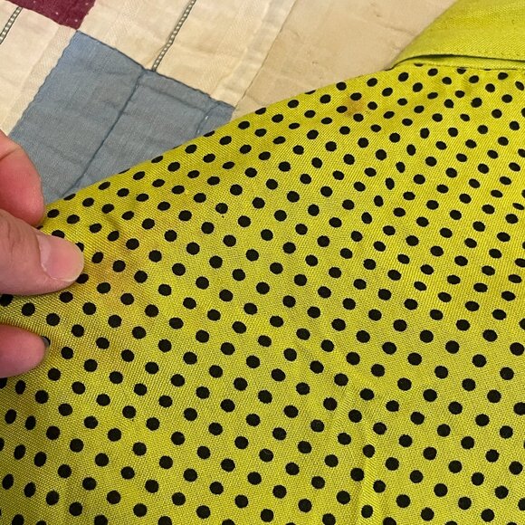 Vintage 1980s 90s Polka Dot Funky Rayon Lime Green Brat Summer Button Up Blouse - Picture 14 of 16